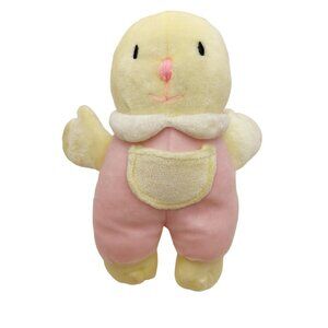 Pansy Ellen Plush Stuffed Animal Teddy Bear Baby Rattle 1993 pink yellow